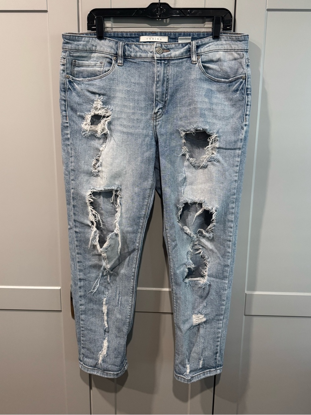 eunina Light Blue Distressed Boyfriend Jeans